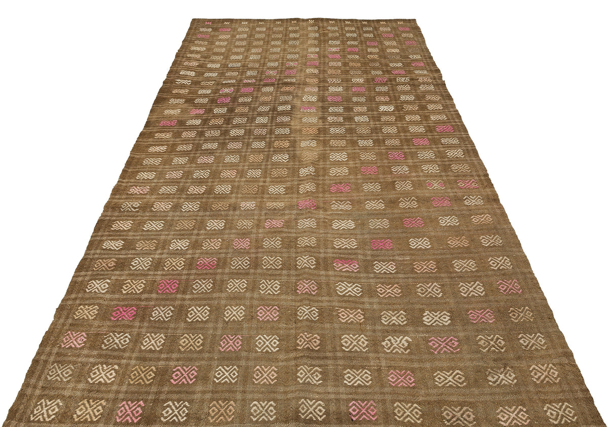Geometric Over Dyed Kilim Rug 5&#39;4&#39;&#39; x 9&#39;9&#39;&#39; ft 163 x 297 cm