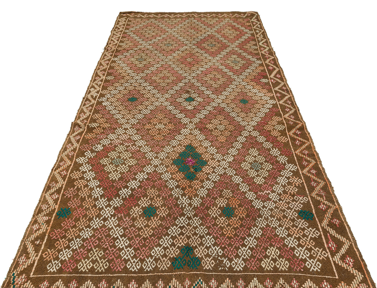 Geometric Over Dyed Kilim Rug 5&#39;1&#39;&#39; x 10&#39;6&#39;&#39; ft 154 x 320 cm