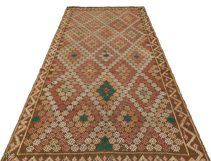 Geometric Over Dyed Kilim Rug 5'1'' x 10'6'' ft 154 x 320 cm