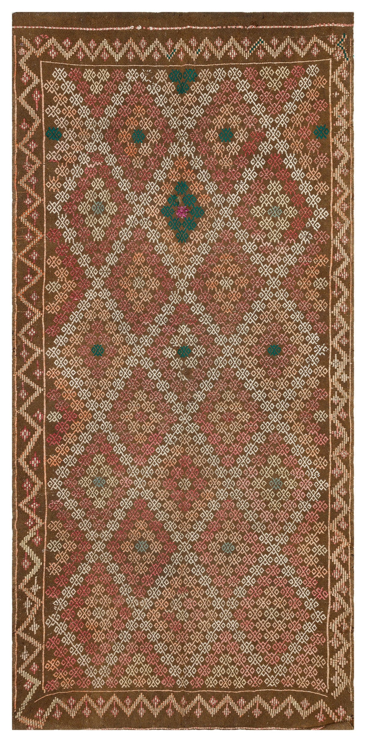 Geometric Over Dyed Kilim Rug 5&#39;1&#39;&#39; x 10&#39;6&#39;&#39; ft 154 x 320 cm