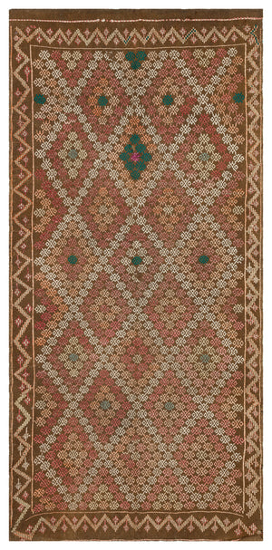 Geometric Over Dyed Kilim Rug 5'1'' x 10'6'' ft 154 x 320 cm