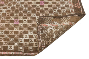 Geometric Over Dyed Kilim Rug 4'10'' x 8'8'' ft 147 x 264 cm