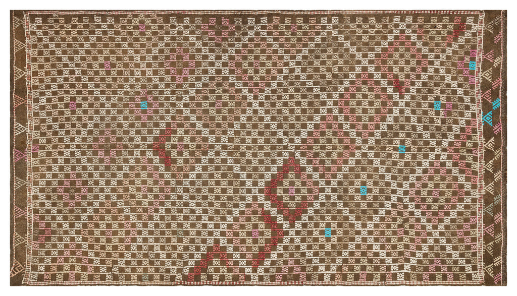 Geometric Over Dyed Kilim Rug 4'10'' x 8'8'' ft 147 x 264 cm