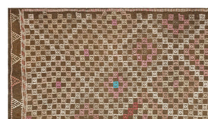 Geometric Over Dyed Kilim Rug 4'10'' x 8'8'' ft 147 x 264 cm