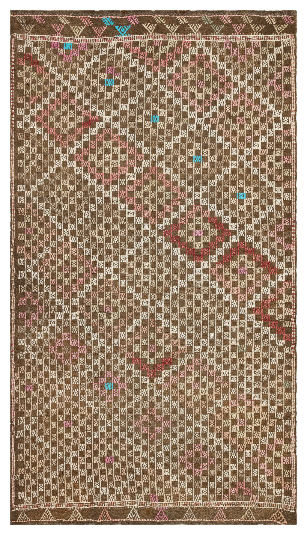 Geometric Over Dyed Kilim Rug 4'10'' x 8'8'' ft 147 x 264 cm
