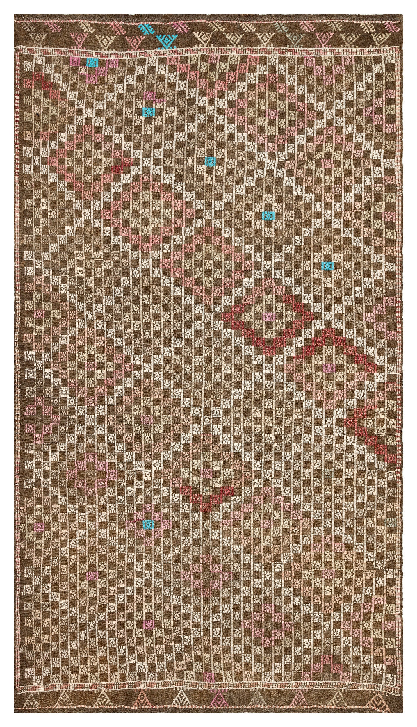 Geometric Over Dyed Kilim Rug 4'10'' x 8'8'' ft 147 x 264 cm