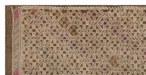 Geometric Over Dyed Kilim Rug 4'9'' x 9'7'' ft 146 x 292 cm