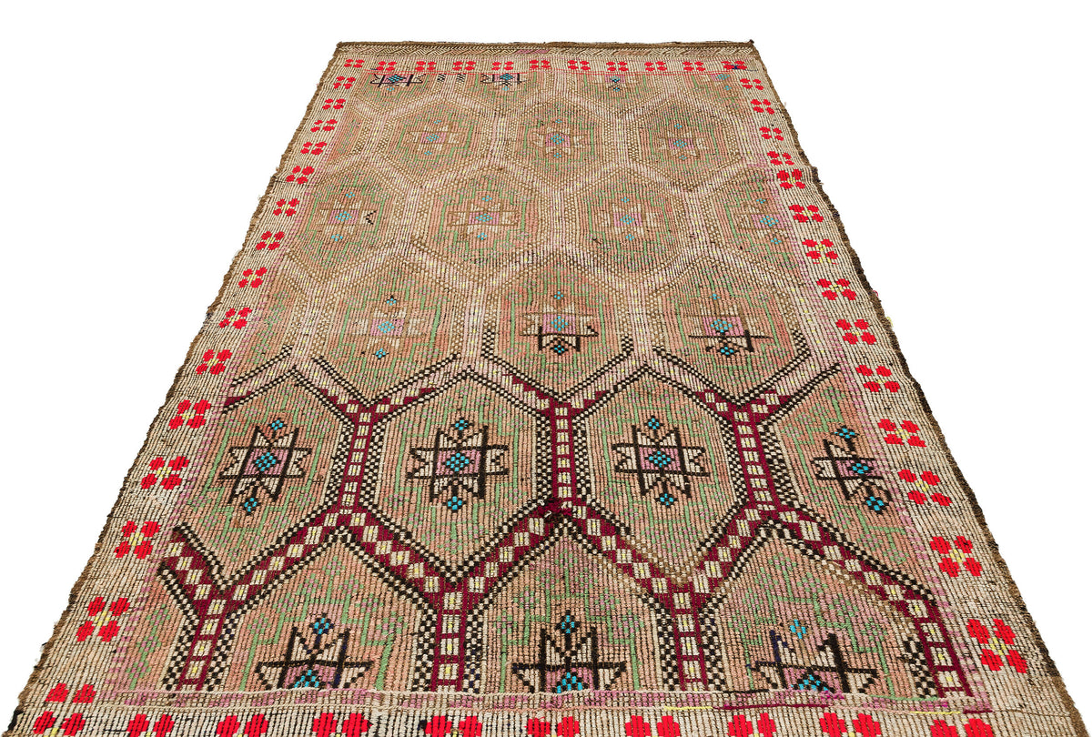 Geometric Over Dyed Kilim Rug 5&#39;8&#39;&#39; x 10&#39;0&#39;&#39; ft 172 x 305 cm