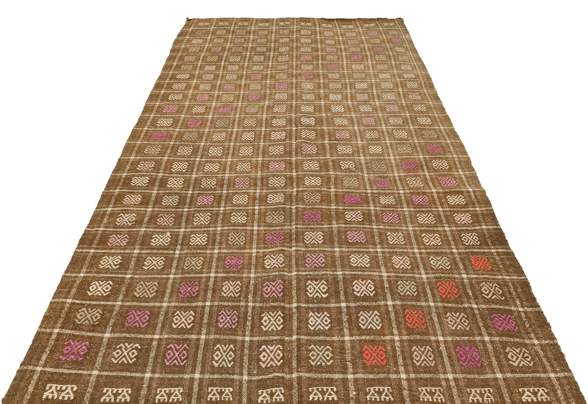 Geometric Over Dyed Kilim Rug 5&#39;7&#39;&#39; x 9&#39;10&#39;&#39; ft 171 x 299 cm