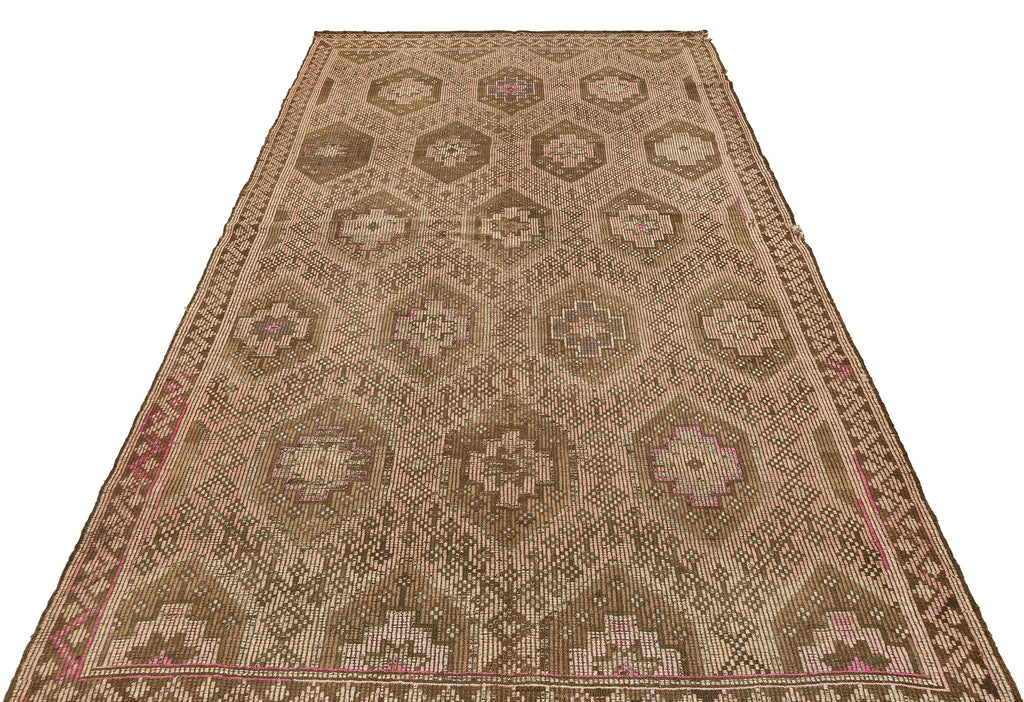 Geometric Over Dyed Kilim Rug 5'5'' x 9'5'' ft 166 x 286 cm