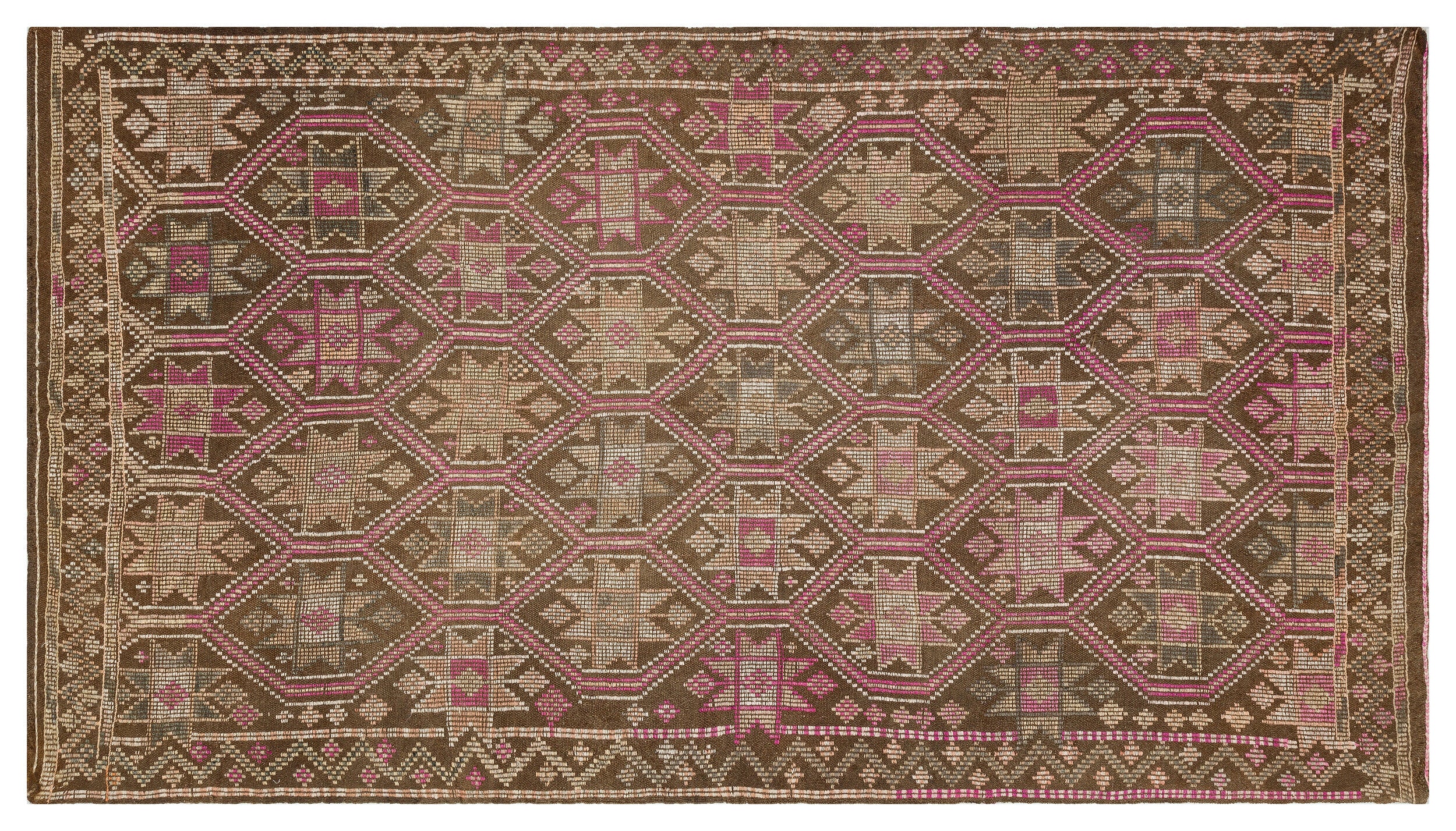 Geometric Over Dyed Kilim Rug 5'2'' x 9'5'' ft 157 x 286 cm