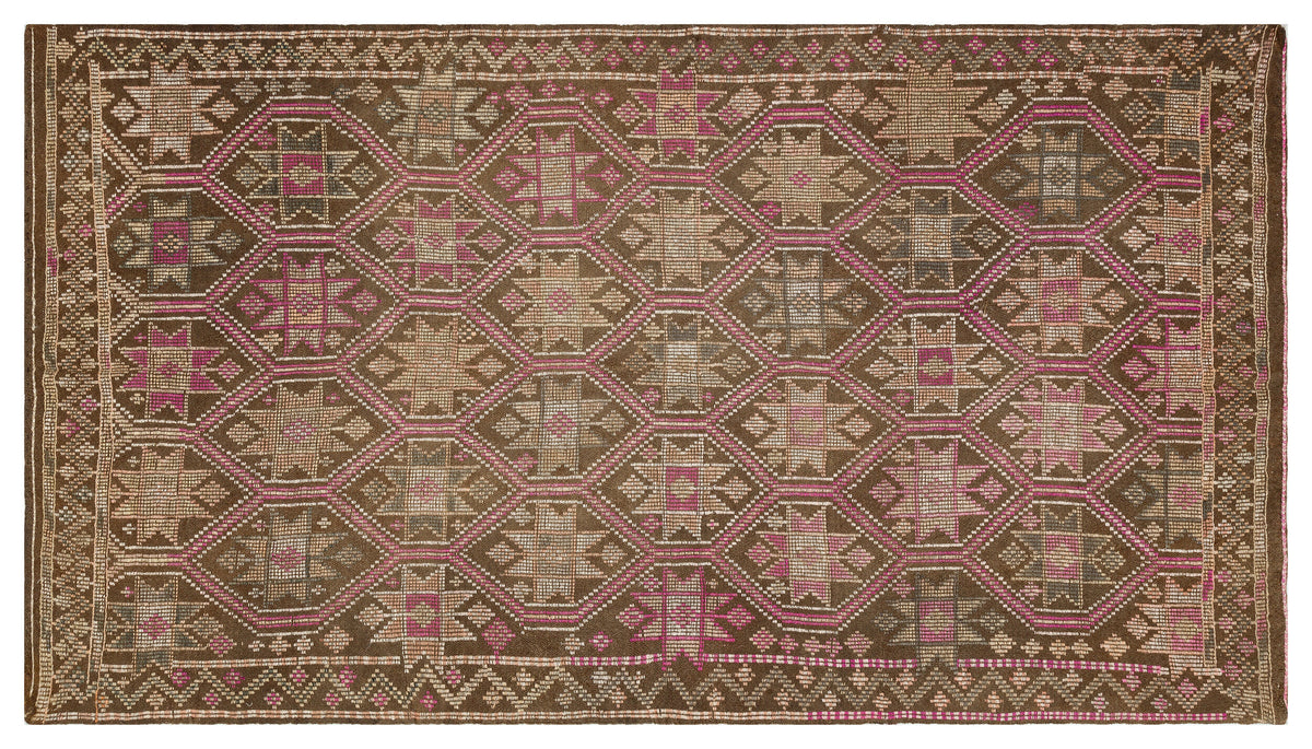 Geometric Over Dyed Kilim Rug 5&#39;2&#39;&#39; x 9&#39;5&#39;&#39; ft 157 x 286 cm