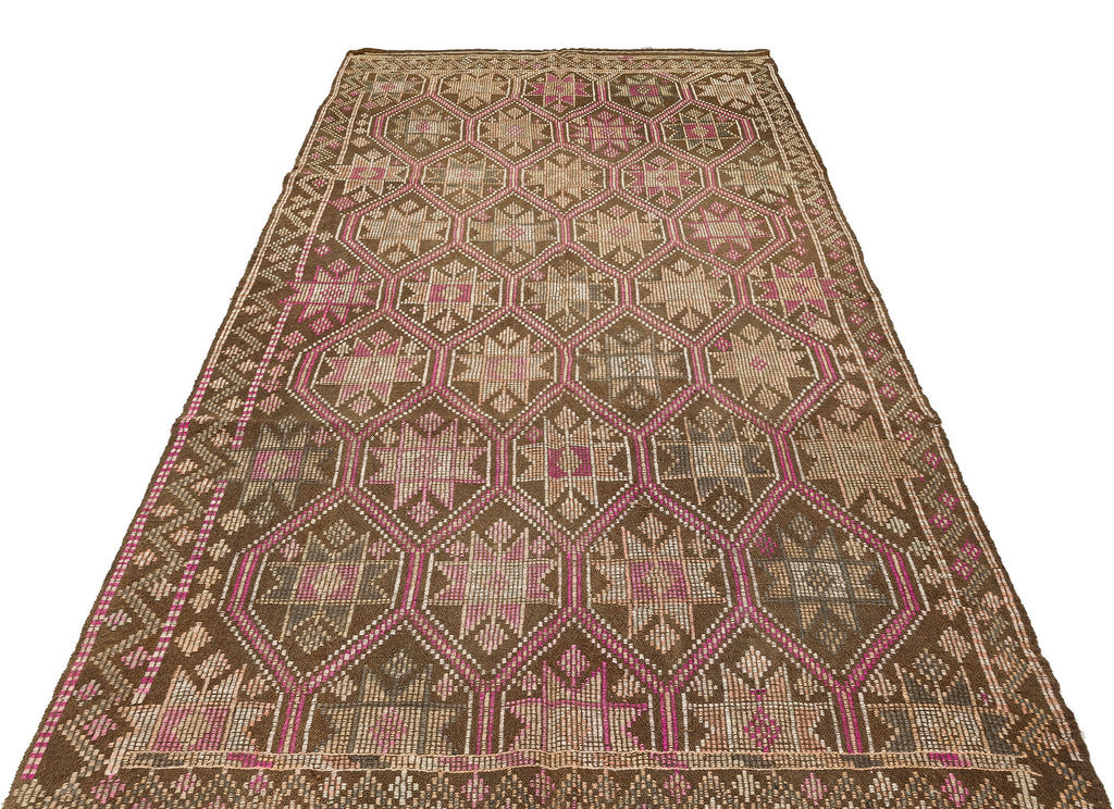 Geometric Over Dyed Kilim Rug 5'2'' x 9'5'' ft 157 x 286 cm
