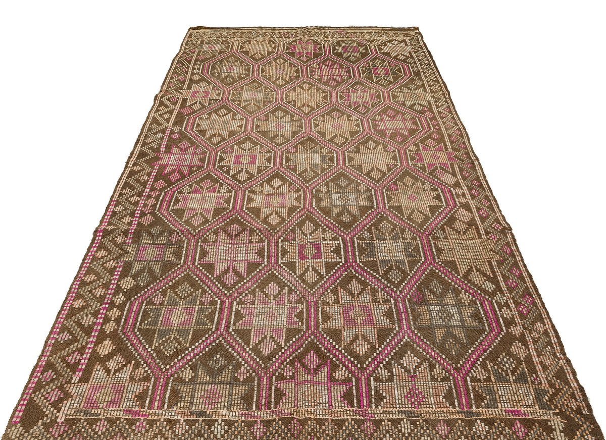 Geometric Over Dyed Kilim Rug 5&#39;2&#39;&#39; x 9&#39;5&#39;&#39; ft 157 x 286 cm