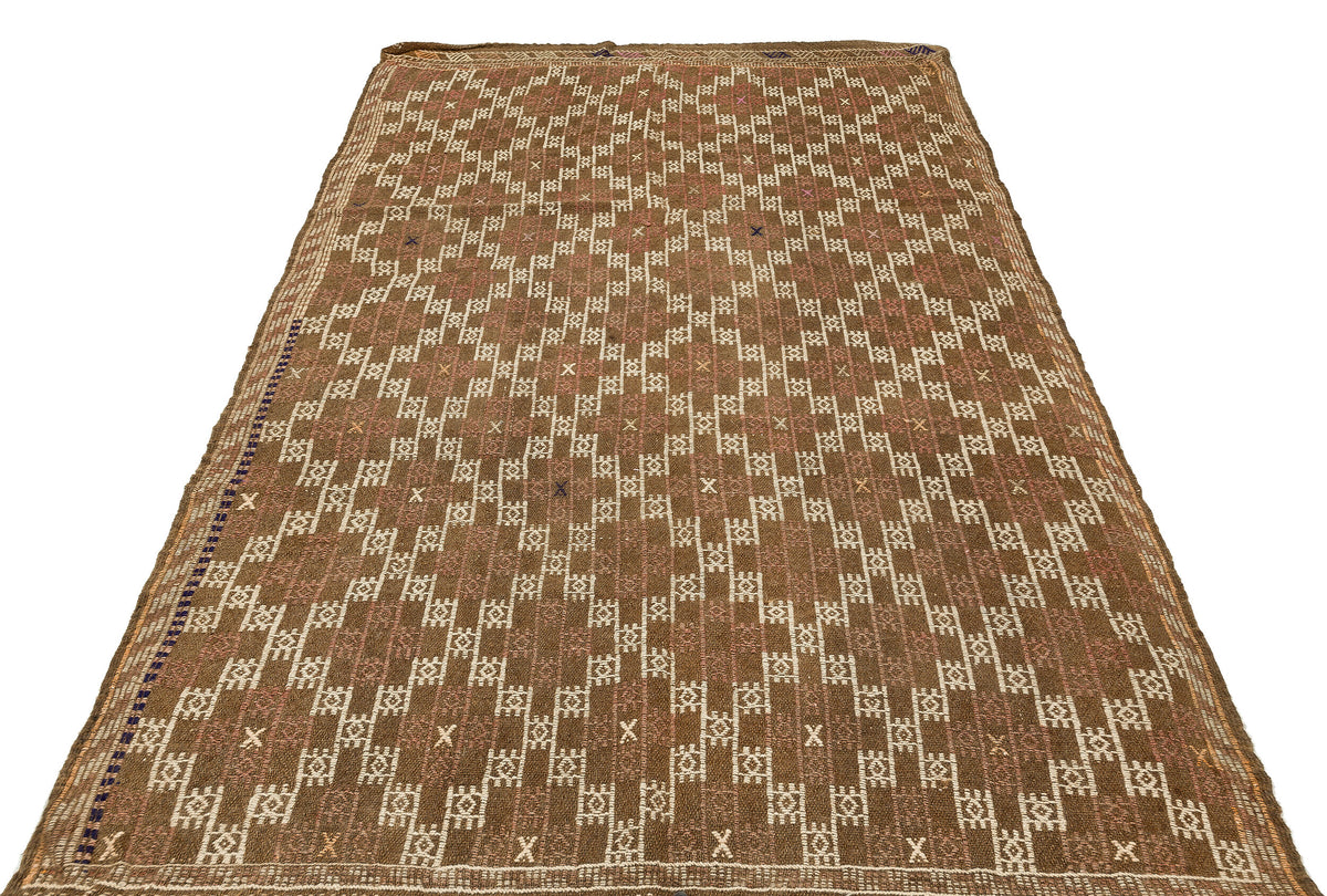 Geometric Over Dyed Kilim Rug 5&#39;5&#39;&#39; x 8&#39;6&#39;&#39; ft 164 x 259 cm