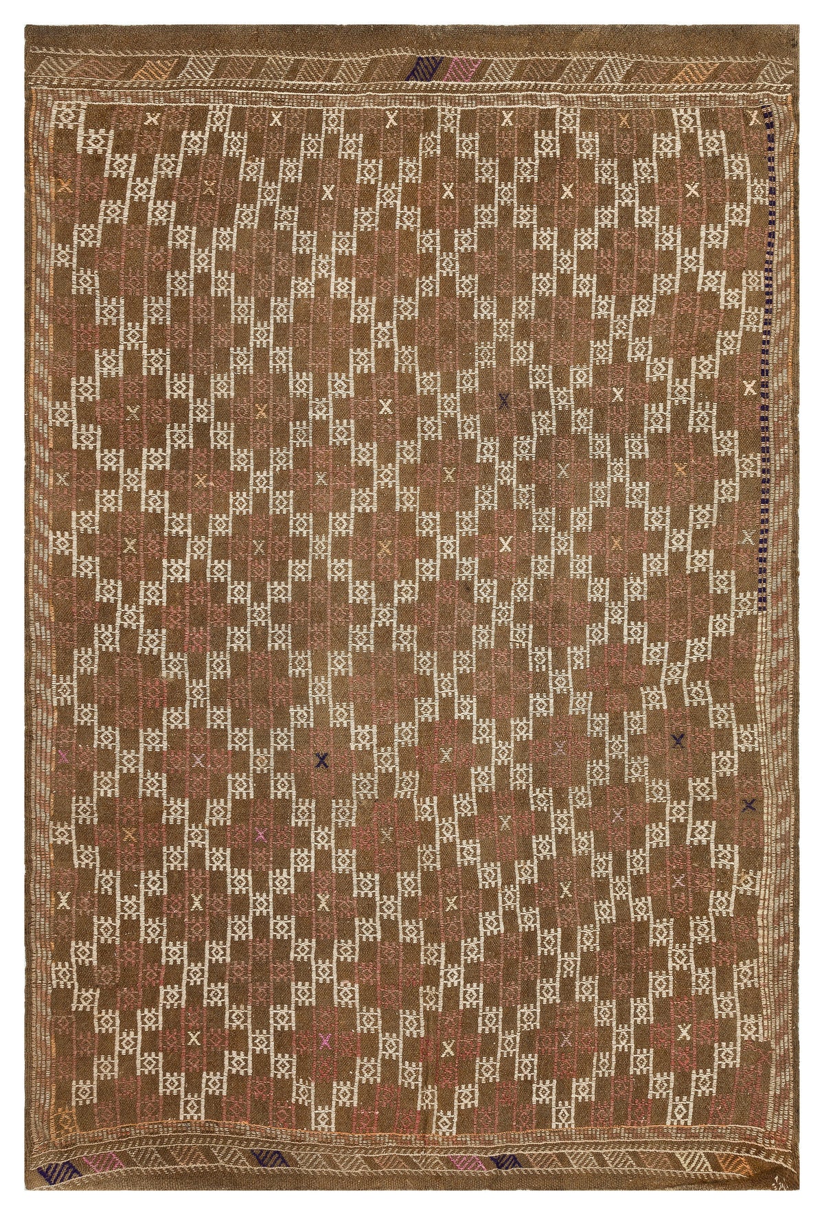 Geometric Over Dyed Kilim Rug 5&#39;5&#39;&#39; x 8&#39;6&#39;&#39; ft 164 x 259 cm