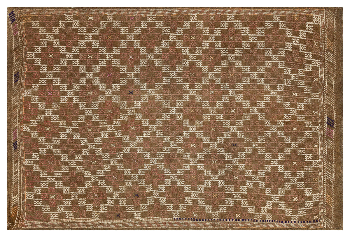 Geometric Over Dyed Kilim Rug 5&#39;5&#39;&#39; x 8&#39;6&#39;&#39; ft 164 x 259 cm