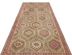 Geometric Over Dyed Kilim Rug 5'1'' x 10'4'' ft 155 x 314 cm