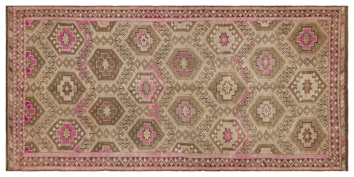 Geometric Over Dyed Kilim Rug 5'1'' x 10'4'' ft 155 x 314 cm