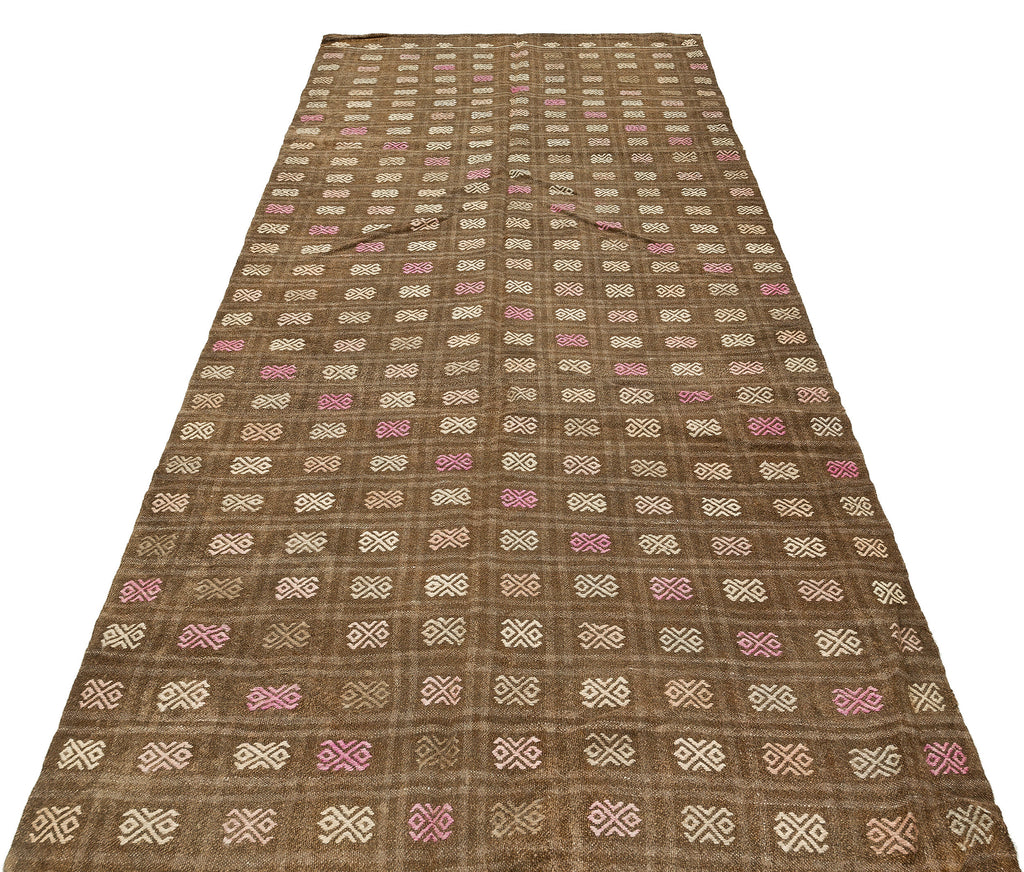 Geometric Over Dyed Kilim Rug 4'6'' x 10'0'' ft 137 x 305 cm