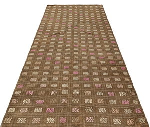 Geometric Over Dyed Kilim Rug 4'6'' x 10'0'' ft 137 x 305 cm