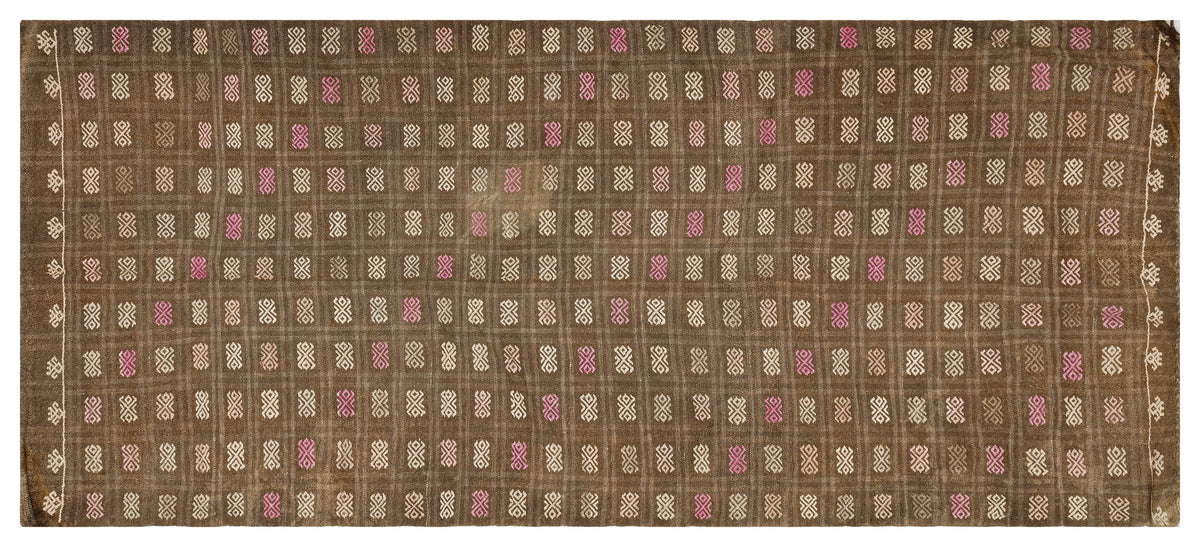 Geometric Over Dyed Kilim Rug 4&#39;6&#39;&#39; x 10&#39;0&#39;&#39; ft 137 x 305 cm