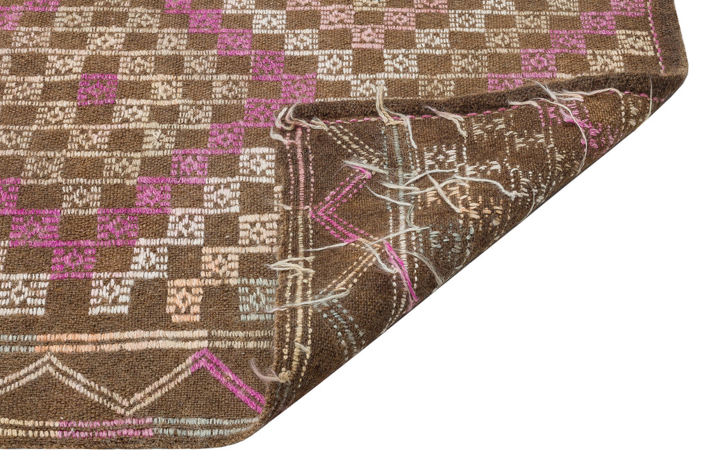 Geometric Over Dyed Kilim Rug 4'6'' x 10'2'' ft 136 x 310 cm