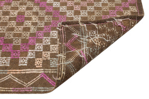 Geometric Over Dyed Kilim Rug 4'6'' x 10'2'' ft 136 x 310 cm