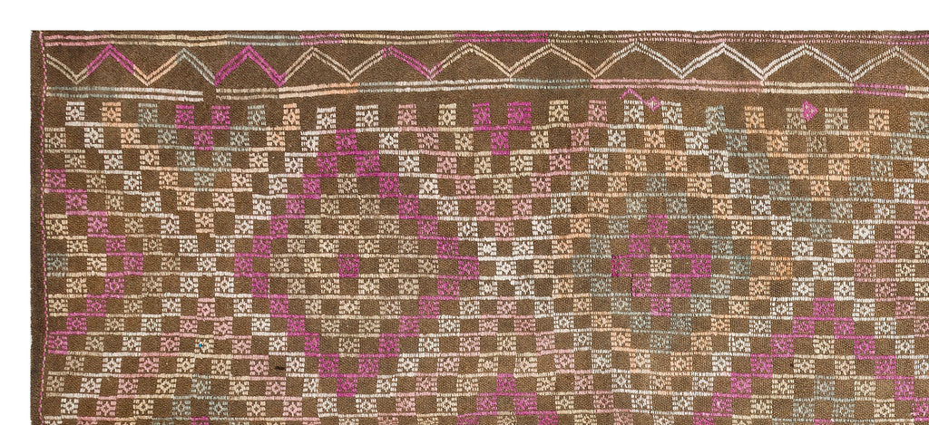 Geometric Over Dyed Kilim Rug 4'6'' x 10'2'' ft 136 x 310 cm