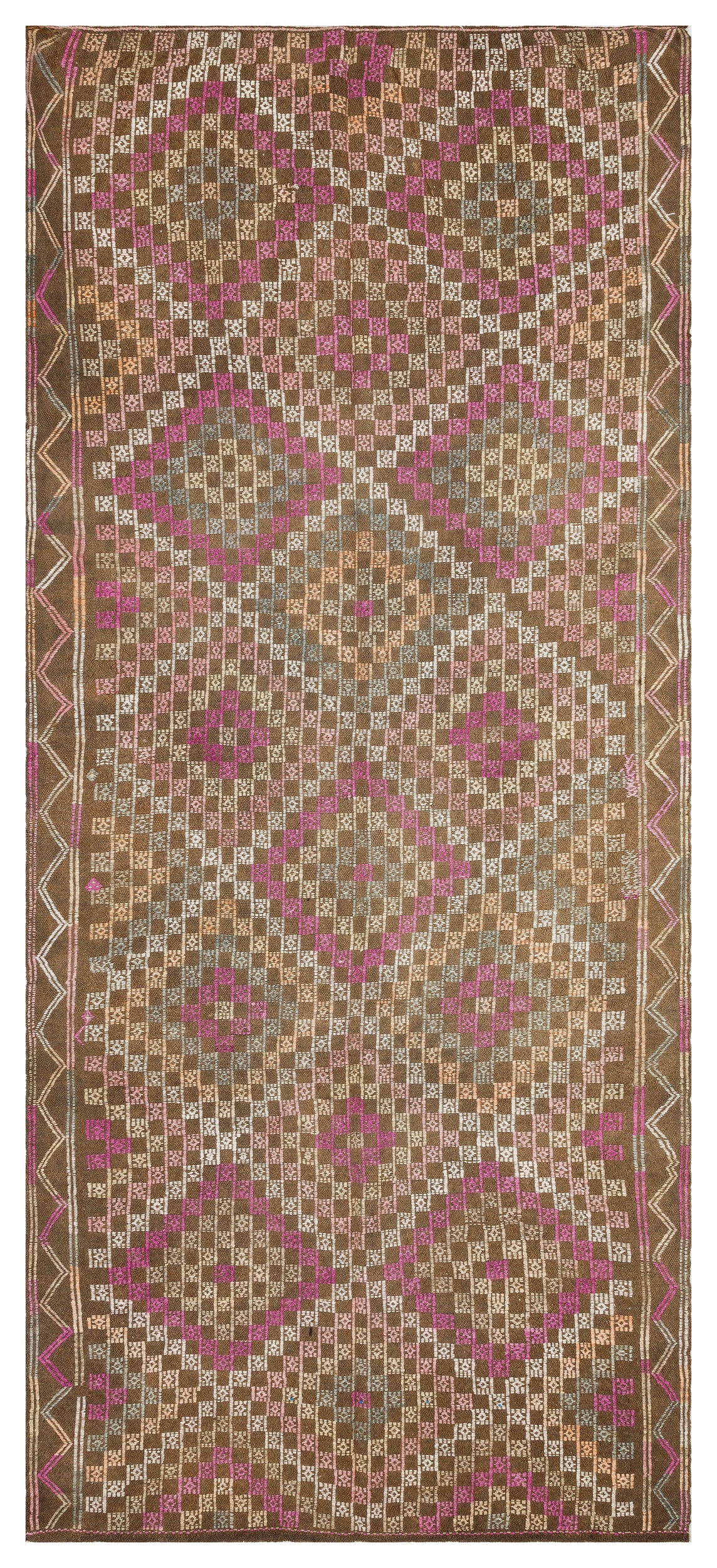 Geometric Over Dyed Kilim Rug 4&#39;6&#39;&#39; x 10&#39;2&#39;&#39; ft 136 x 310 cm