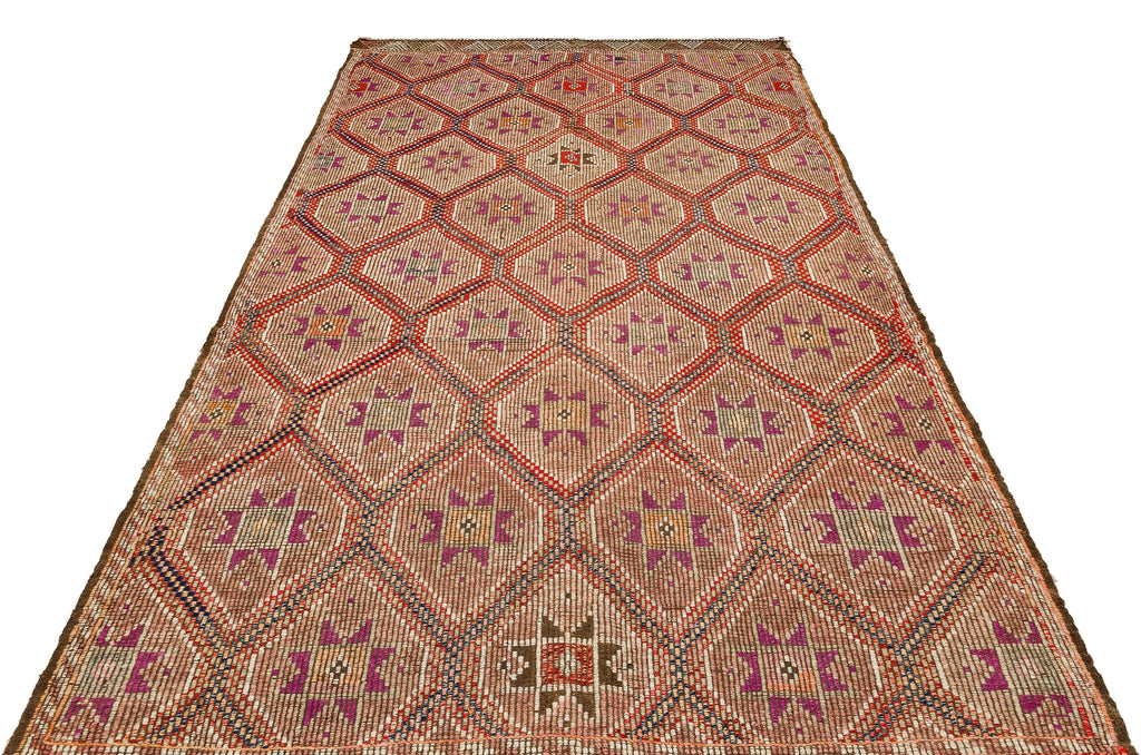 Geometric Over Dyed Kilim Rug 5'10'' x 9'7'' ft 177 x 292 cm