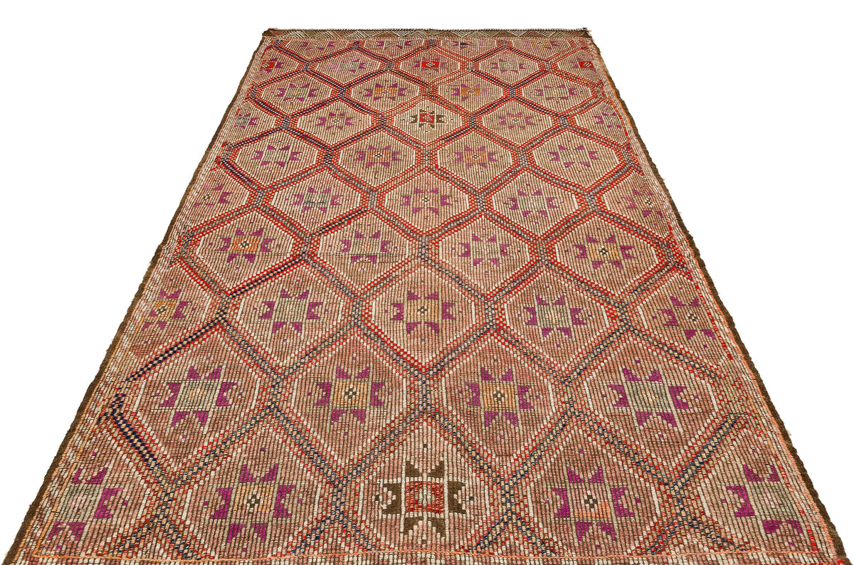 Geometric Over Dyed Kilim Rug 5&#39;10&#39;&#39; x 9&#39;7&#39;&#39; ft 177 x 292 cm