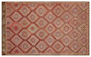 Geometric Over Dyed Kilim Rug 5'10'' x 9'7'' ft 177 x 292 cm