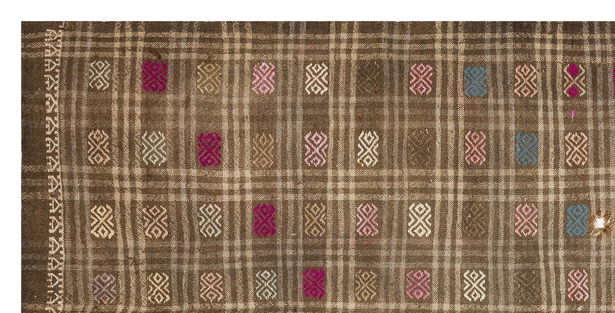 Geometric Over Dyed Kilim Rug 4&#39;9&#39;&#39; x 9&#39;10&#39;&#39; ft 145 x 300 cm