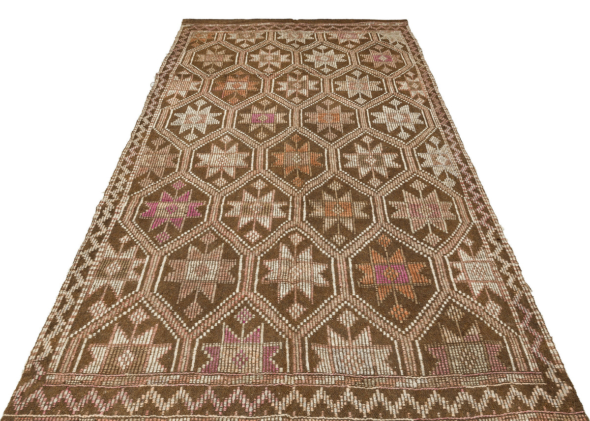 Geometric Over Dyed Kilim Rug 5&#39;3&#39;&#39; x 9&#39;4&#39;&#39; ft 159 x 284 cm
