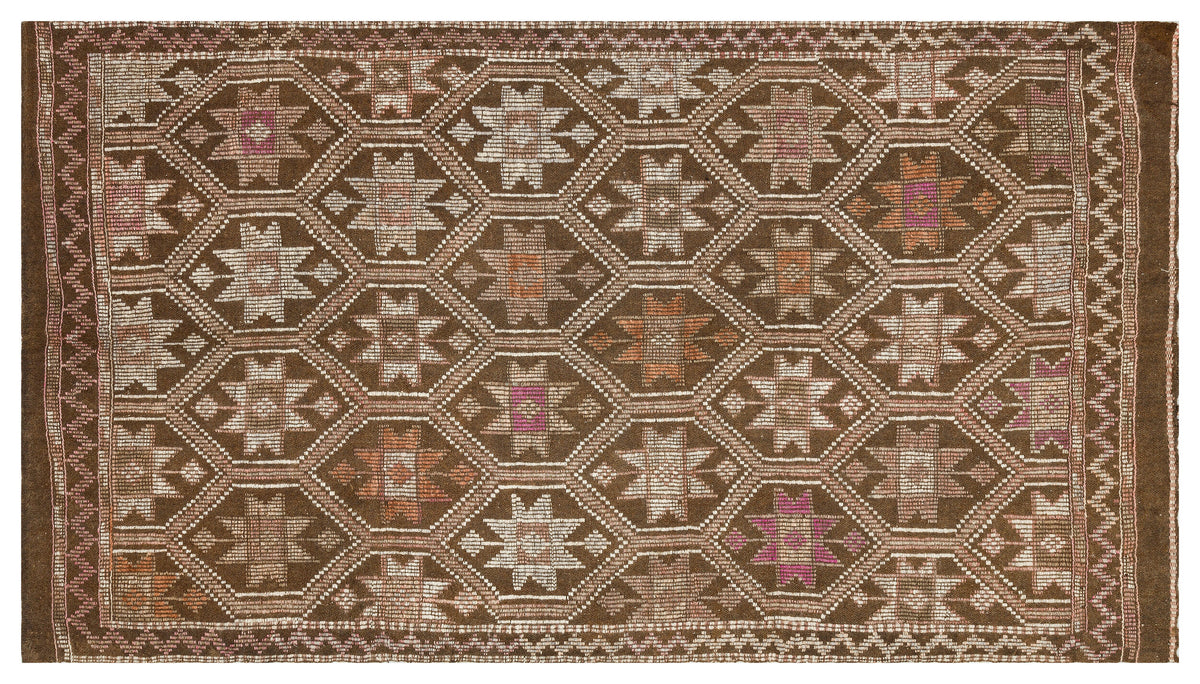 Geometric Over Dyed Kilim Rug 5&#39;3&#39;&#39; x 9&#39;4&#39;&#39; ft 159 x 284 cm