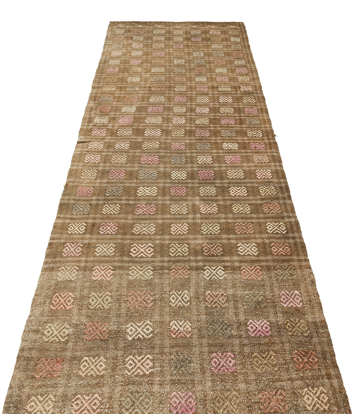 Geometric Over Dyed Kilim Rug 3&#39;1&#39;&#39; x 8&#39;12&#39;&#39; ft 95 x 274 cm