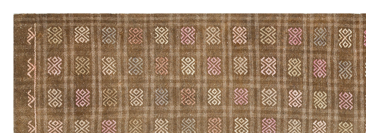 Geometric Over Dyed Kilim Rug 3&#39;1&#39;&#39; x 8&#39;12&#39;&#39; ft 95 x 274 cm