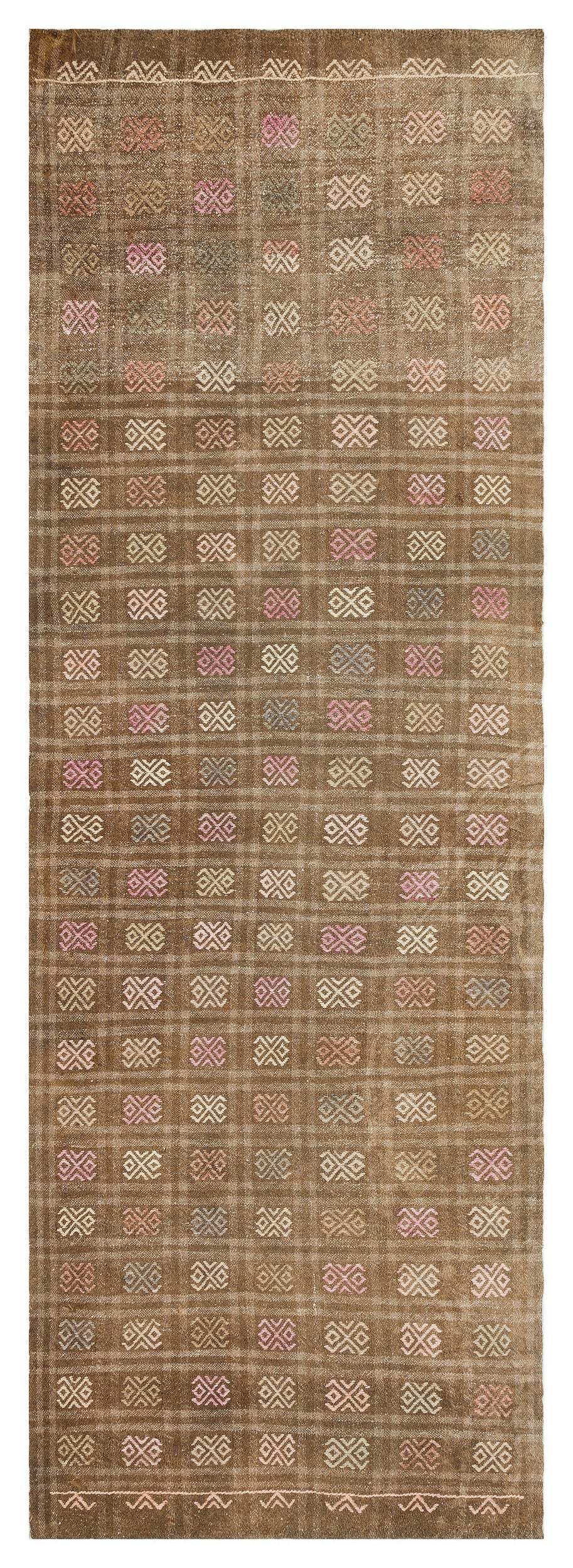 Geometric Over Dyed Kilim Rug 3&#39;1&#39;&#39; x 8&#39;12&#39;&#39; ft 95 x 274 cm