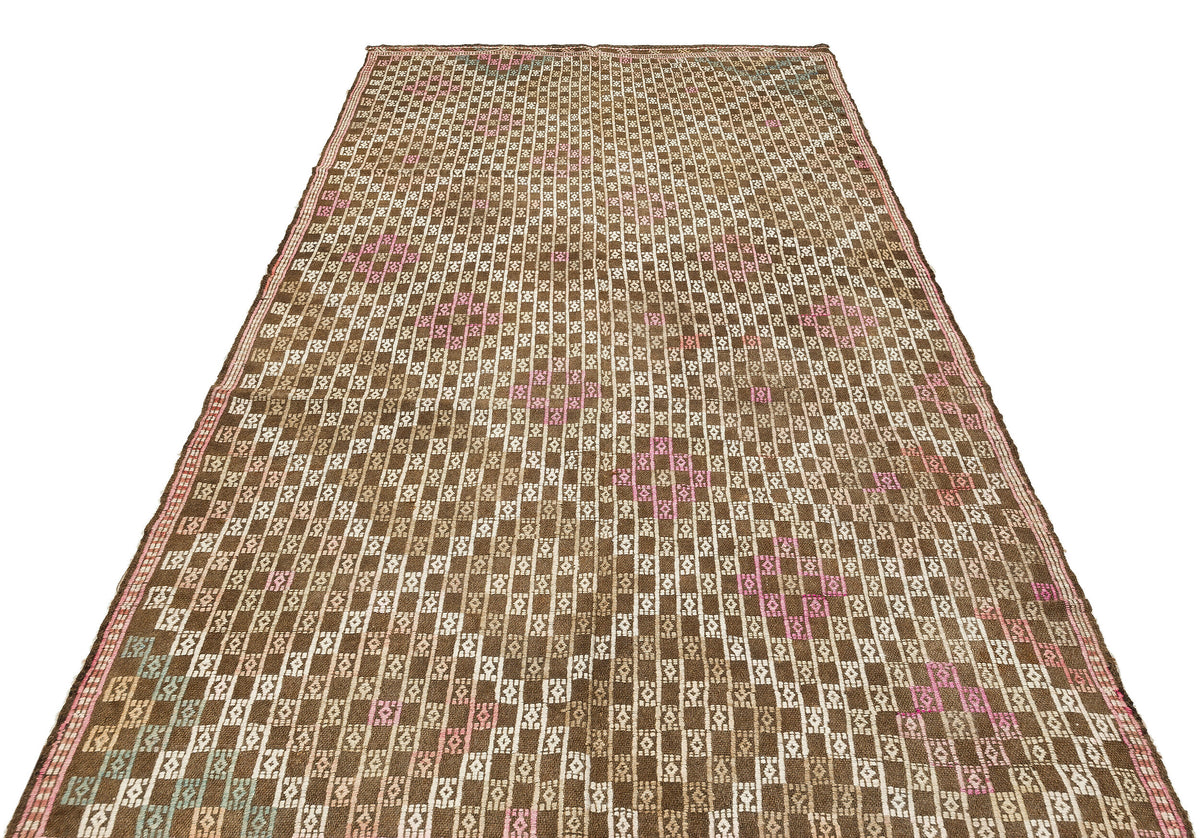 Geometric Over Dyed Kilim Rug 5&#39;3&#39;&#39; x 9&#39;1&#39;&#39; ft 161 x 278 cm