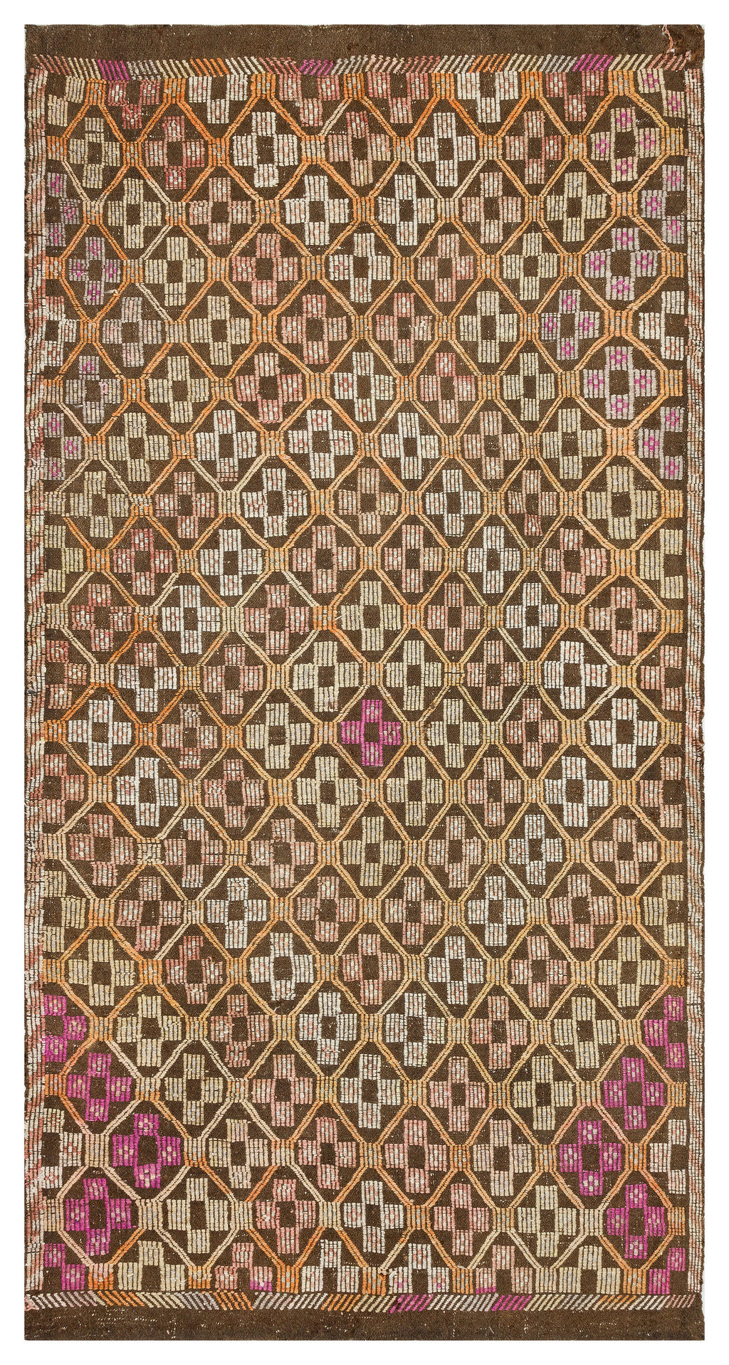 Geometric Over Dyed Kilim Rug 4'11'' x 9'4'' ft 150 x 285 cm