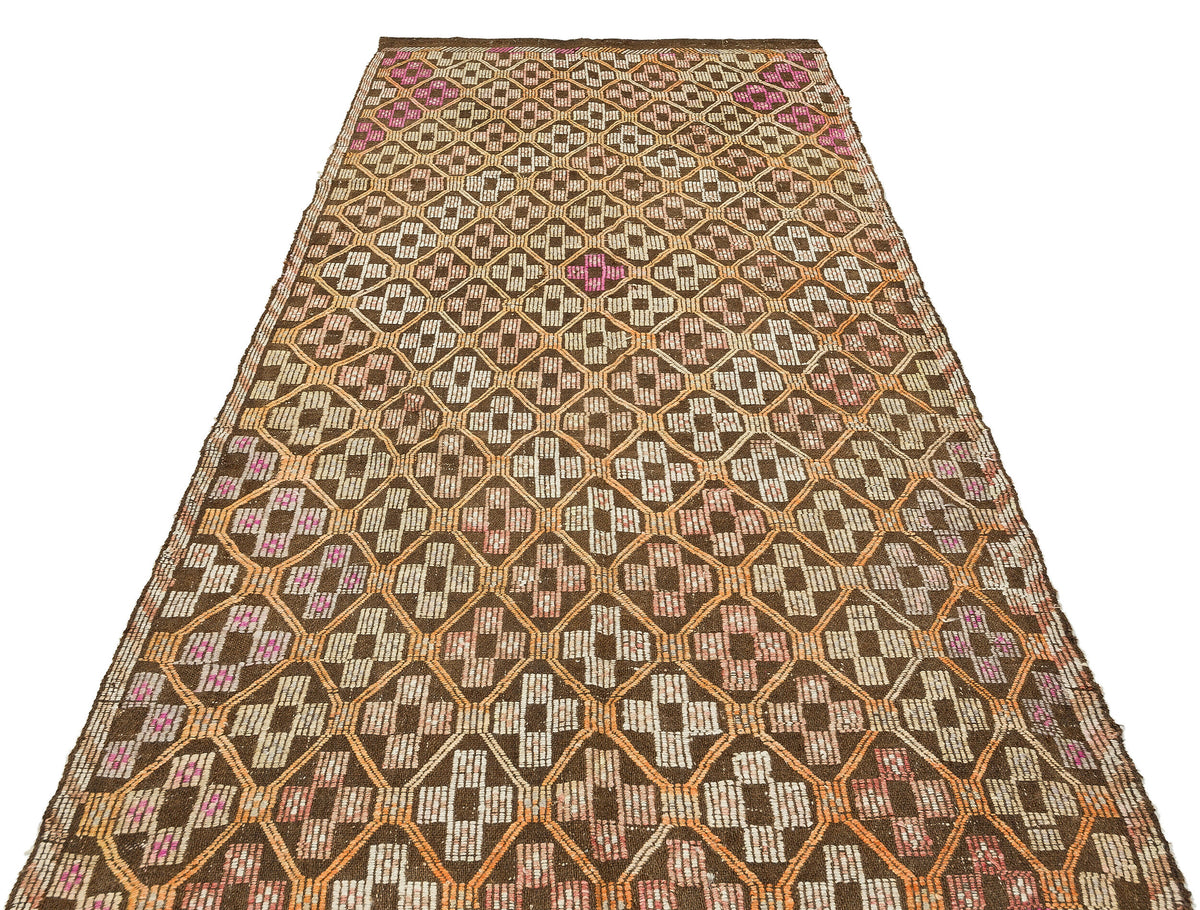Geometric Over Dyed Kilim Rug 4&#39;11&#39;&#39; x 9&#39;4&#39;&#39; ft 150 x 285 cm