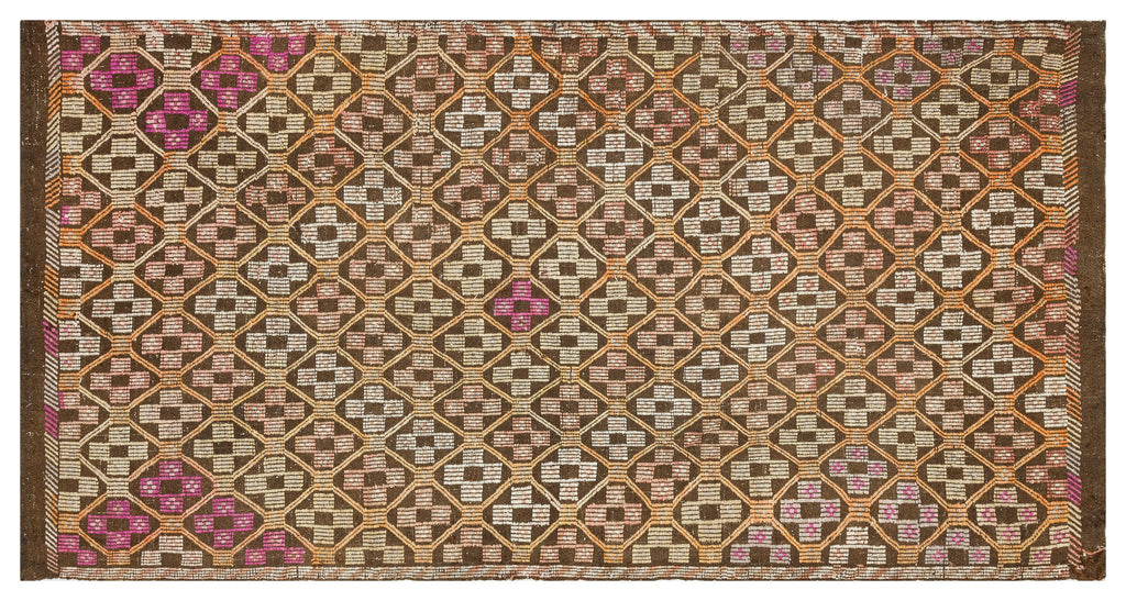 Geometric Over Dyed Kilim Rug 4'11'' x 9'4'' ft 150 x 285 cm