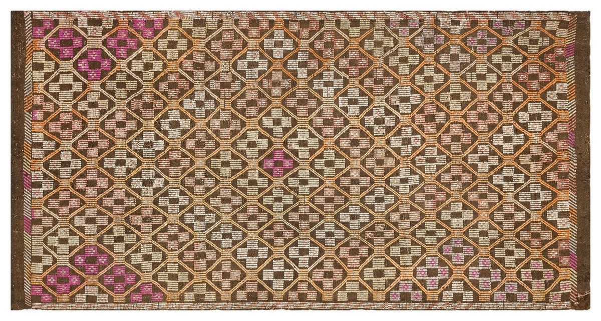 Geometric Over Dyed Kilim Rug 4&#39;11&#39;&#39; x 9&#39;4&#39;&#39; ft 150 x 285 cm