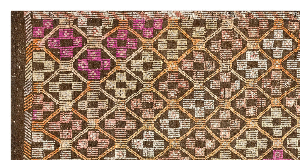 Geometric Over Dyed Kilim Rug 4'11'' x 9'4'' ft 150 x 285 cm