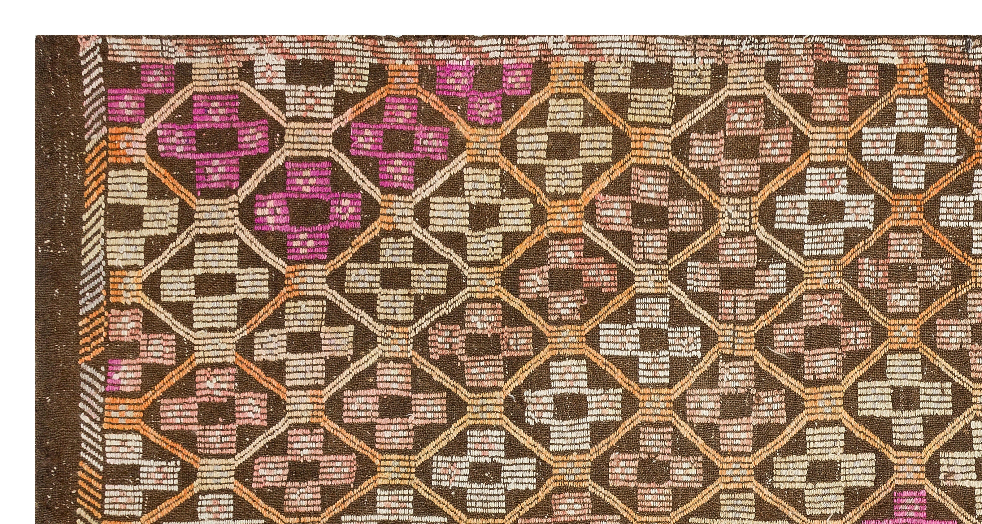 Geometric Over Dyed Kilim Rug 4'11'' x 9'4'' ft 150 x 285 cm