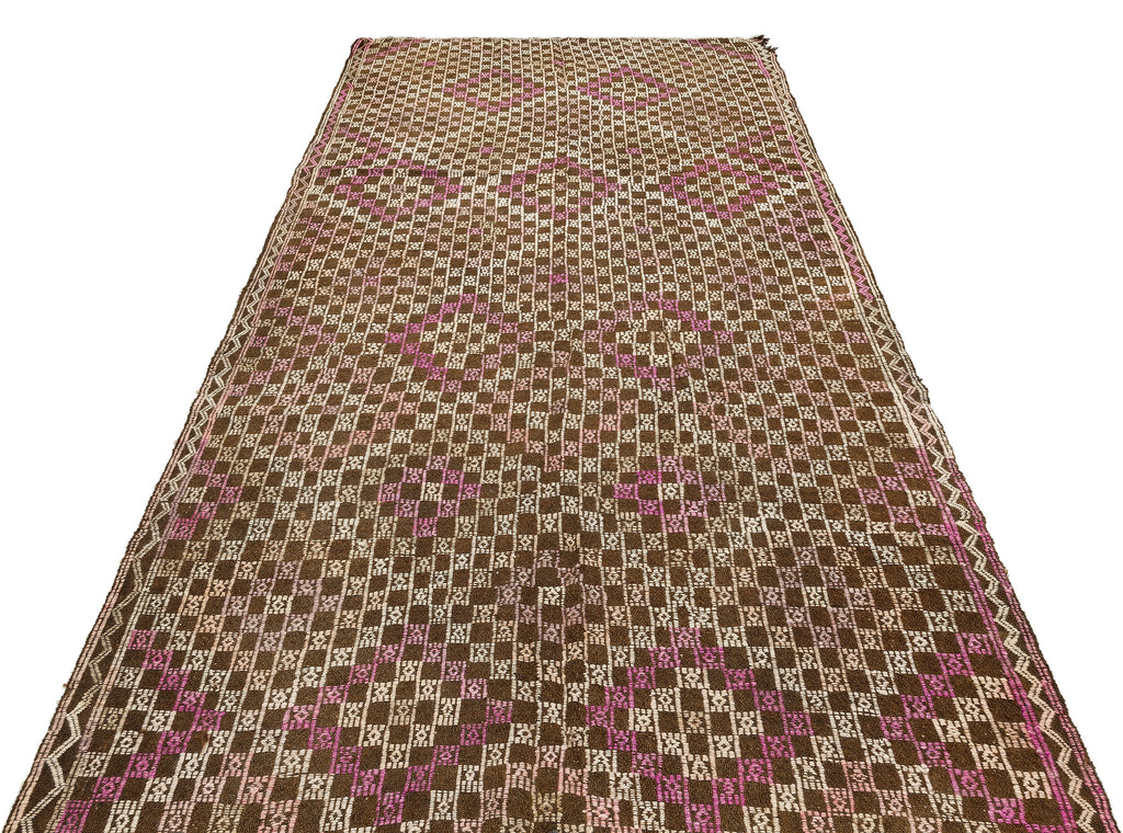 Geometric Over Dyed Kilim Rug 5'0'' x 10'7'' ft 153 x 322 cm