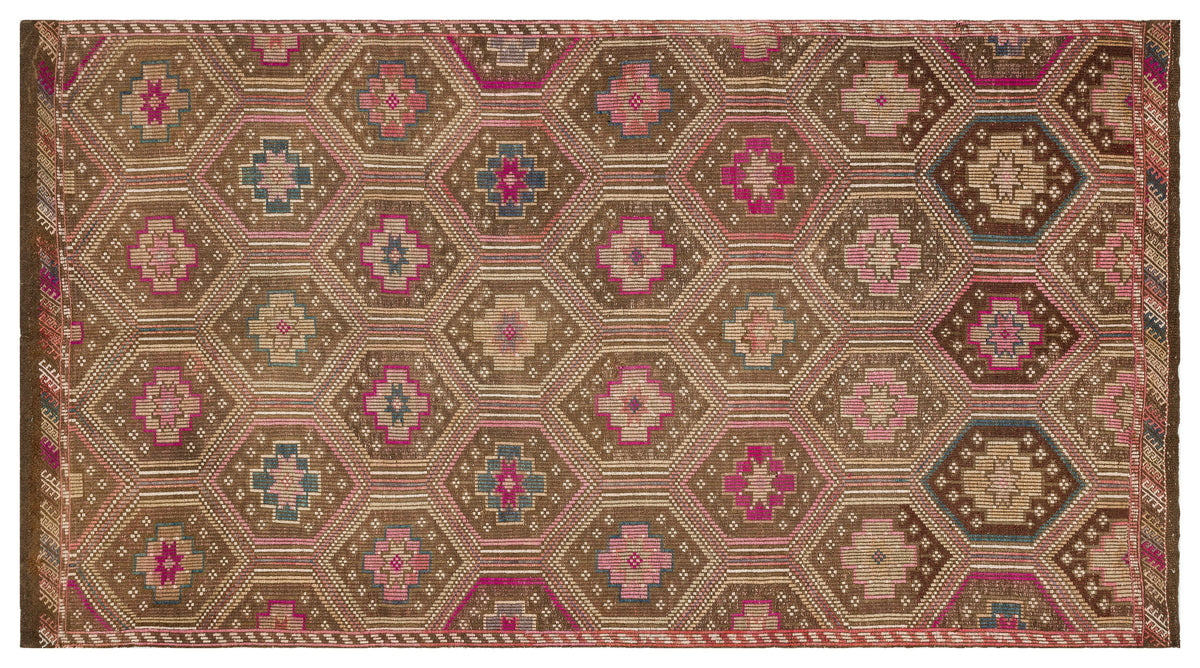 Geometric Over Dyed Kilim Rug 5&#39;7&#39;&#39; x 10&#39;2&#39;&#39; ft 169 x 310 cm
