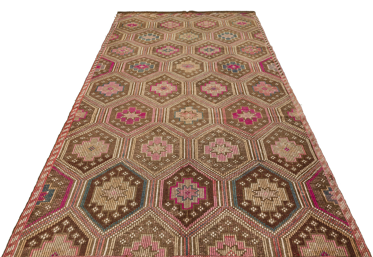 Geometric Over Dyed Kilim Rug 5&#39;7&#39;&#39; x 10&#39;2&#39;&#39; ft 169 x 310 cm