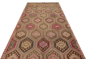 Geometric Over Dyed Kilim Rug 5'7'' x 10'2'' ft 169 x 310 cm